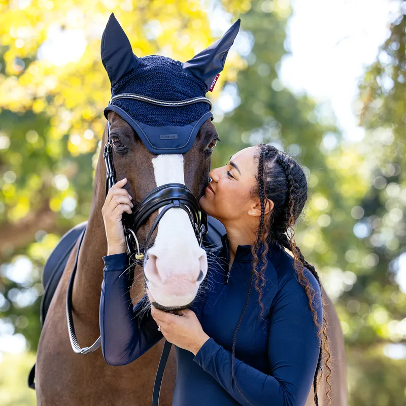 LeMieux Essence Acoustic Soundless Fly Hood - Navy-1