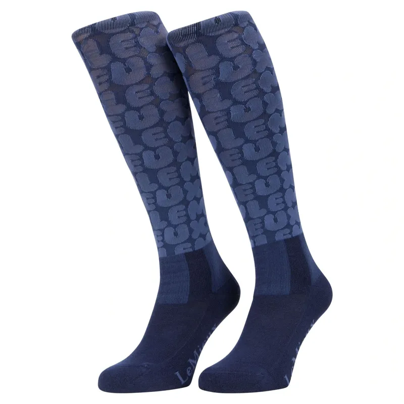 LeMieux Footsie Junior Tall Riding Socks - Powder Bubble Font