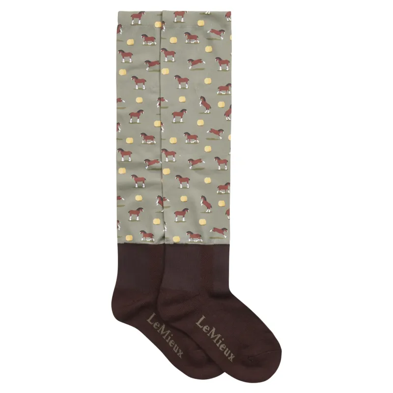 LeMieux Footsie Junior Tall Riding Socks - Clydesdale/Willow-1