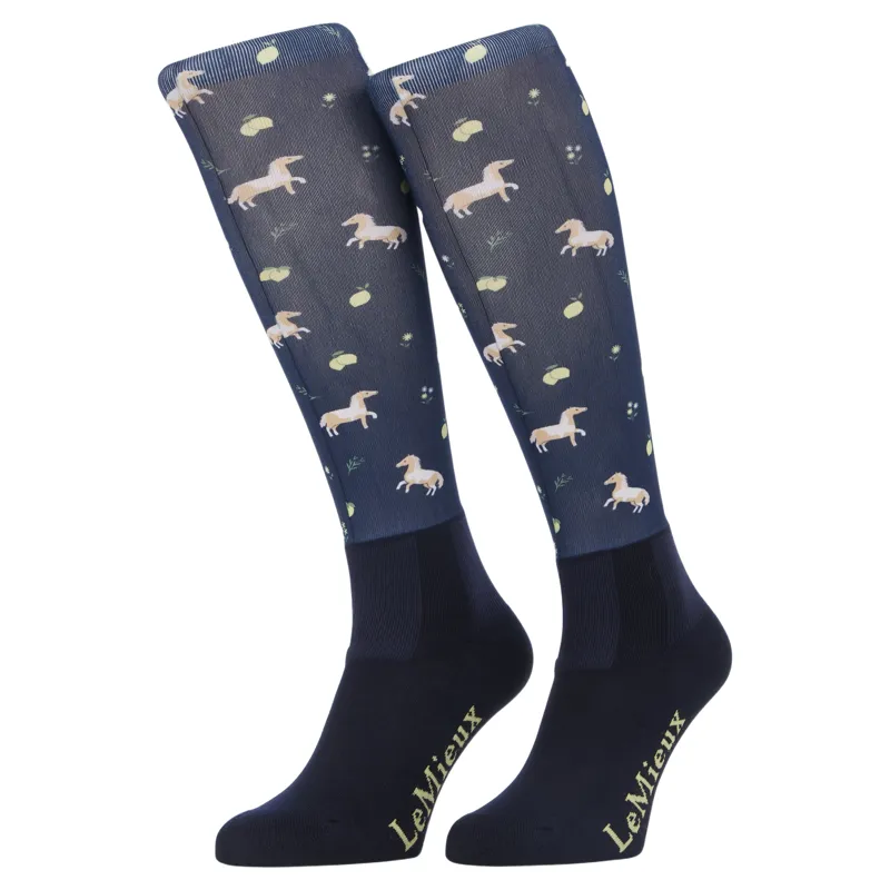 LeMieux Footsie Junior Tall Riding Socks - Lemon