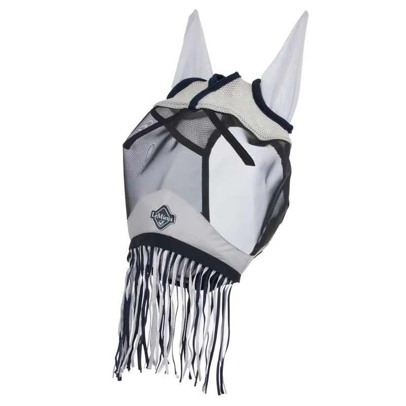 LeMieux Fringe Fly Mask with Ears - Navy-1