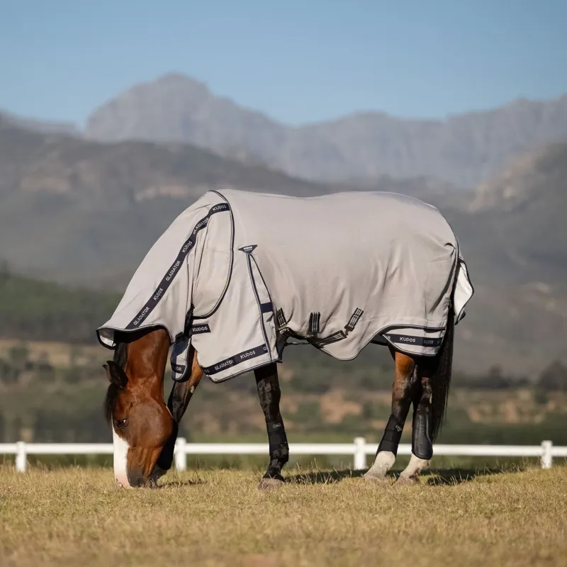 LeMieux Kudos Gladiator Detachable Neck Fly Rug - Grey Pre-Order-6