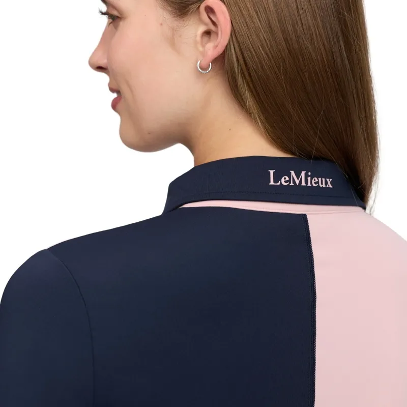 LeMieux Harlequin Womens Rugby Shirt Base Layer- Petal/Navy-6