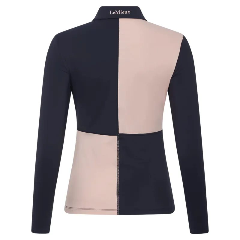 LeMieux Harlequin Womens Rugby Shirt Base Layer- Petal/Navy-3