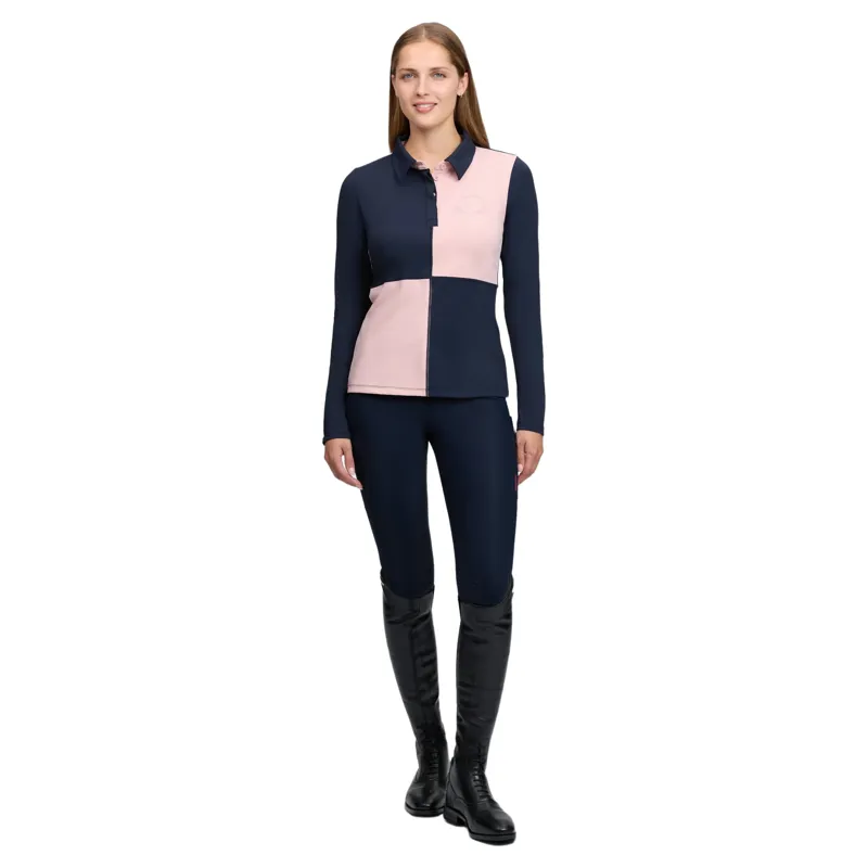 LeMieux Harlequin Womens Rugby Shirt Base Layer- Petal/Navy-5