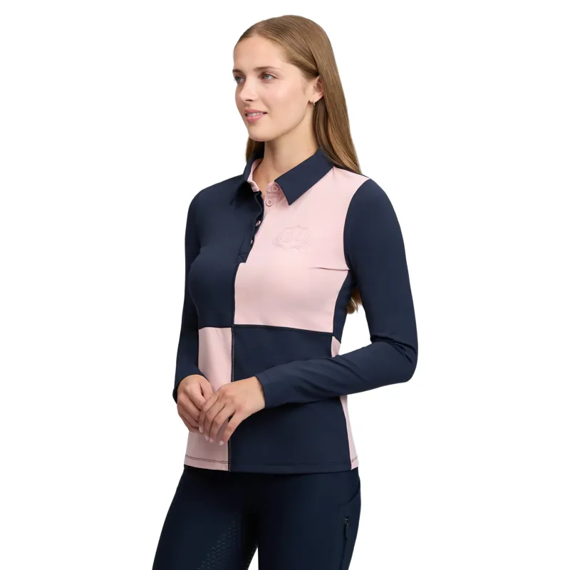 LeMieux Harlequin Womens Rugby Shirt Base Layer- Petal/Navy