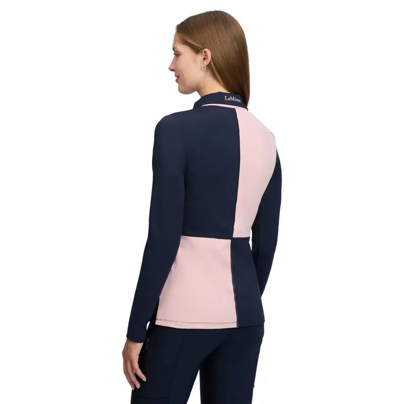 LeMieux Harlequin Womens Rugby Shirt Base Layer- Petal/Navy-4