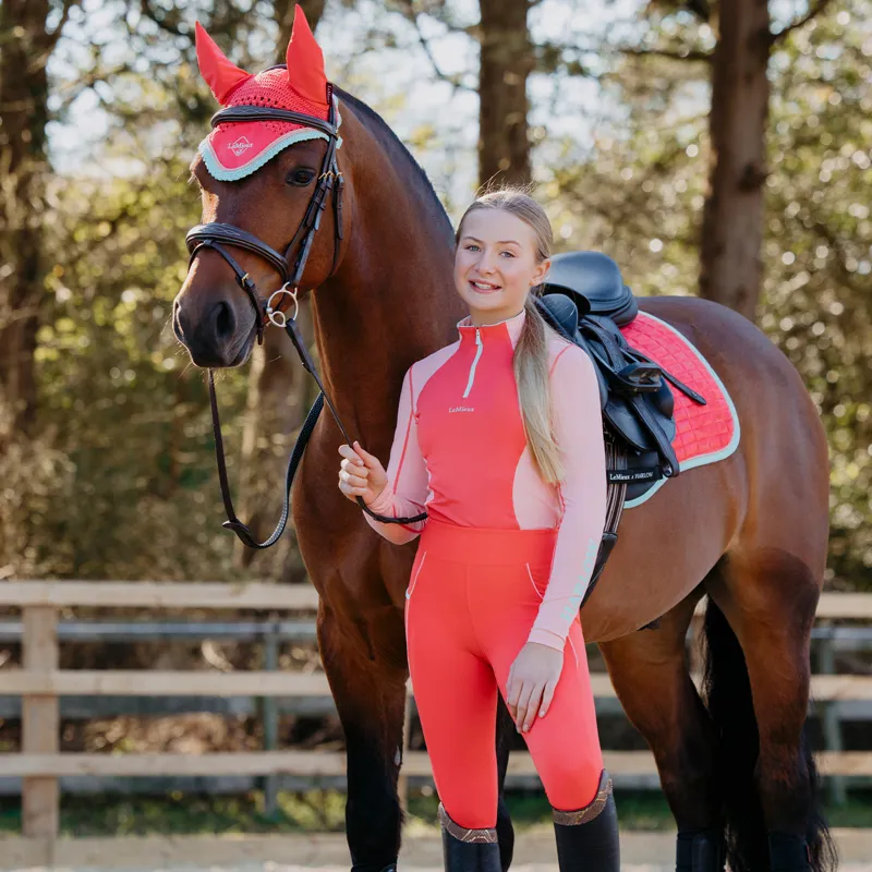 LeMieux x Harlow Young Rider Long Sleeve Base Layer - Coral Crush-3
