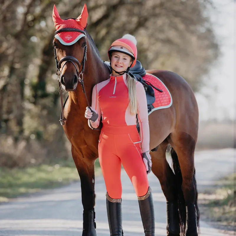 LeMieux x Harlow Young Rider Long Sleeve Base Layer - Coral Crush-4