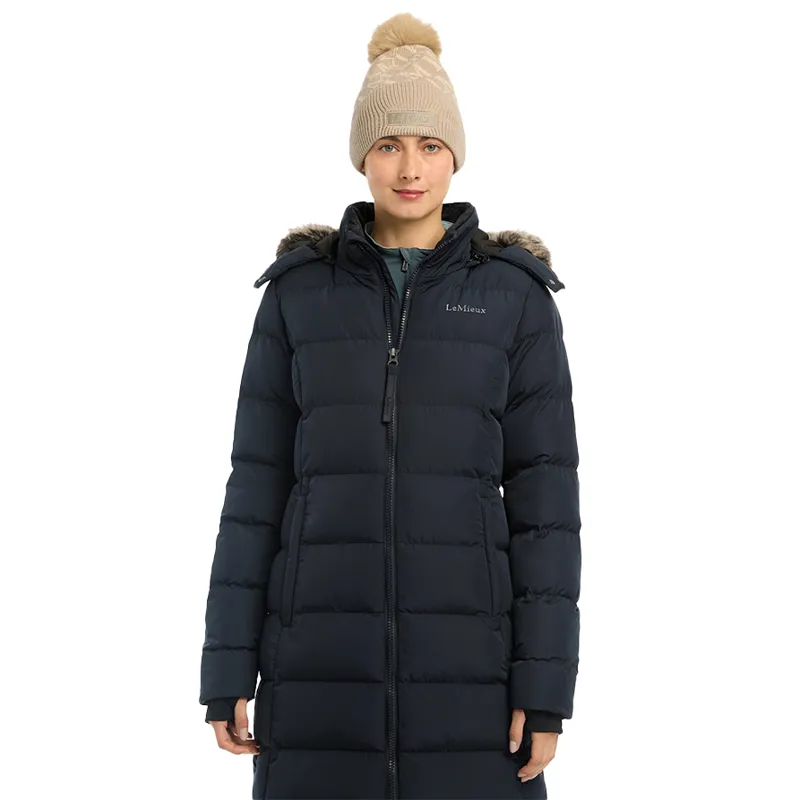 LeMieux Harper Ladies Longline Puffer Jacket - Navy-1