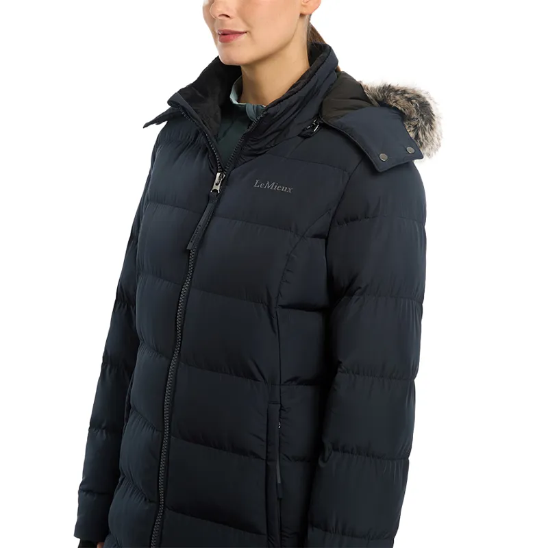 LeMieux Harper Ladies Longline Puffer Jacket - Navy-11
