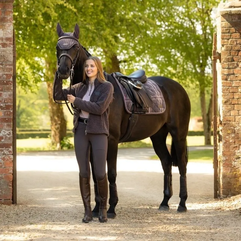 LeMieux Heritage Check Dressage Saddlecloth - Cocoa-1