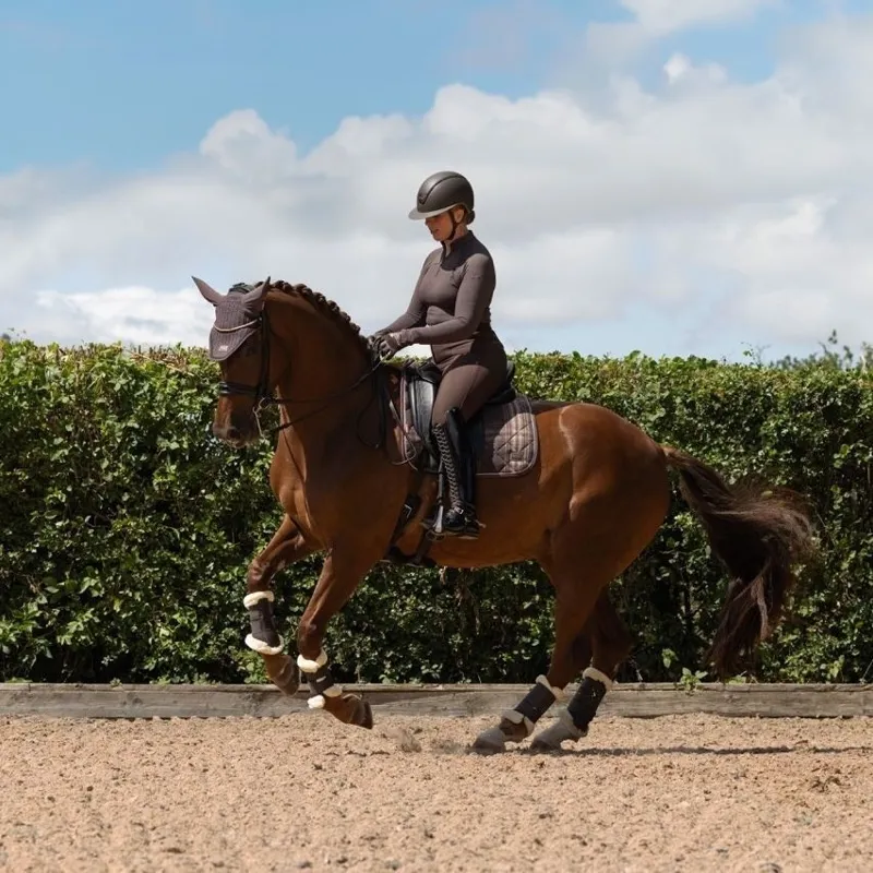 LeMieux Heritage Check Dressage Saddlecloth - Cocoa-4