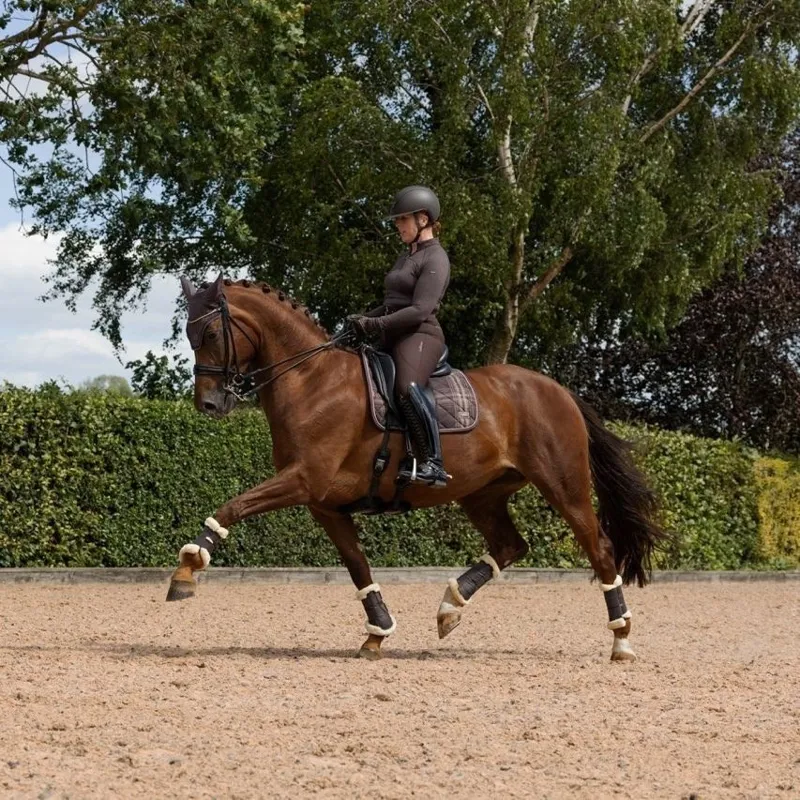 LeMieux Heritage Check Dressage Saddlecloth - Cocoa-6
