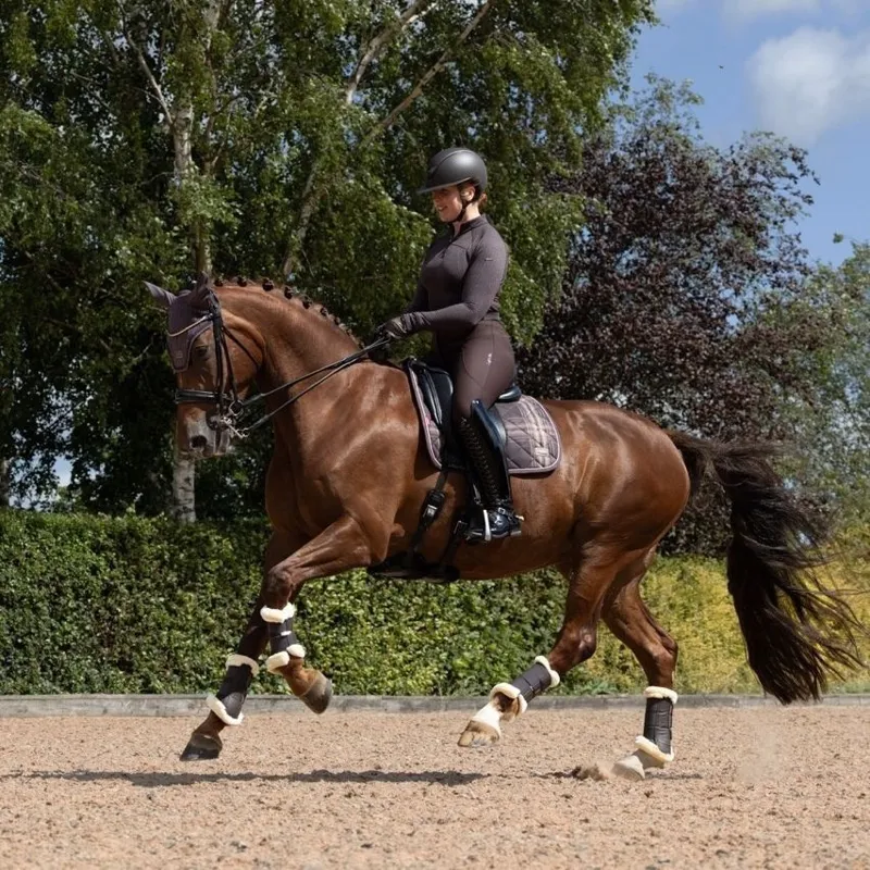 LeMieux Heritage Check Dressage Saddlecloth - Cocoa-8