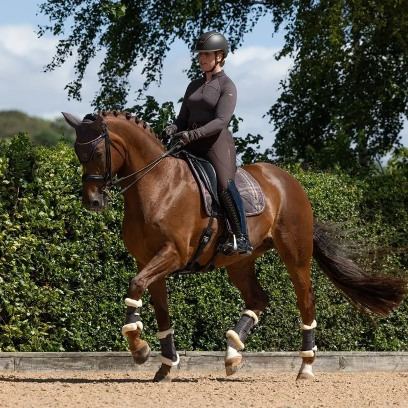 LeMieux Heritage Check Dressage Saddlecloth - Cocoa-2