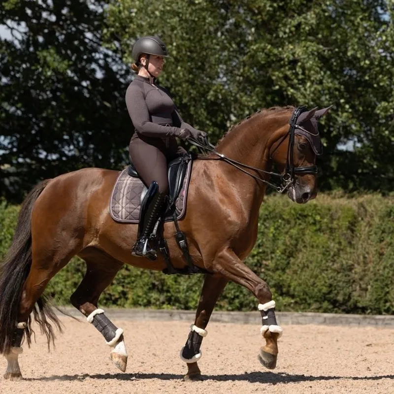 LeMieux Heritage Check Dressage Saddlecloth - Cocoa-12