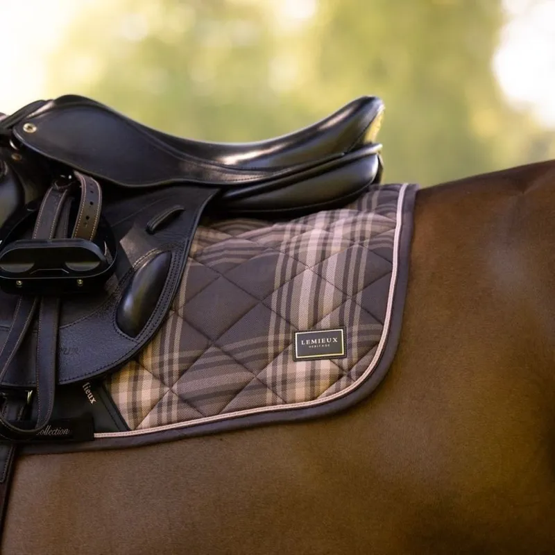 LeMieux Heritage Check Jump Saddlecloth - Cocoa-2