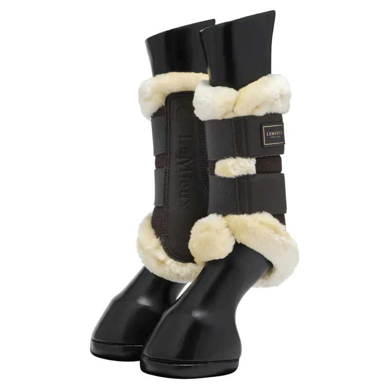 LeMieux Heritage Fleeced Edge Brushing Boots - Cocoa