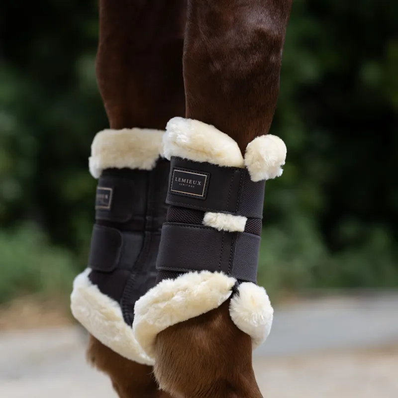 LeMieux Heritage Fleeced Edge Brushing Boots - Cocoa-1