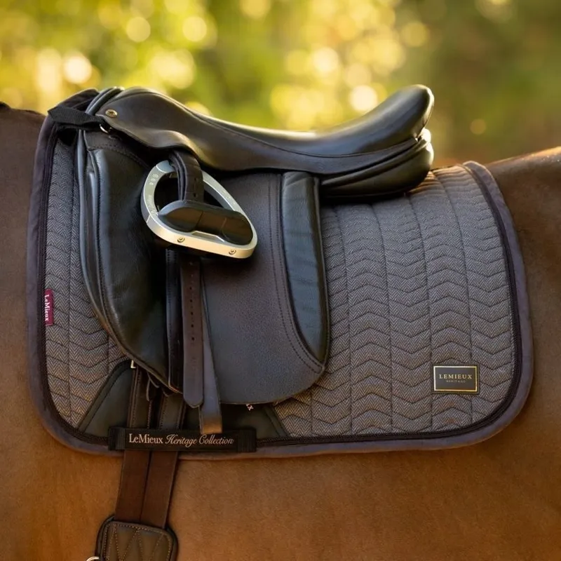 LeMieux Heritage Herringbone Dressage Saddlecloth - Cocoa Pre-Order-2