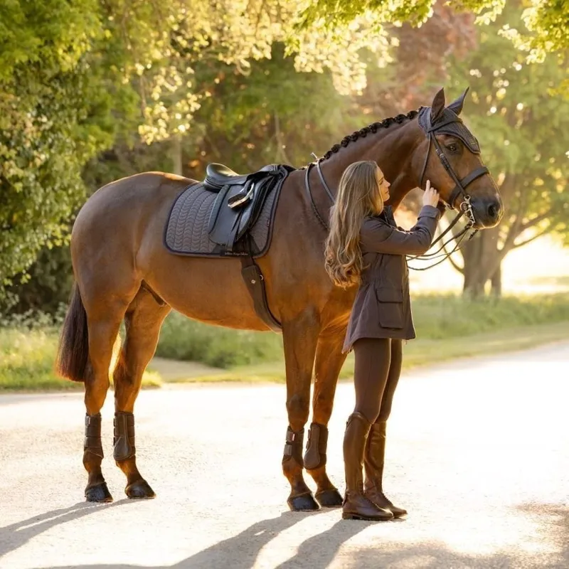 LeMieux Heritage Herringbone Dressage Saddlecloth - Cocoa Pre-Order-6