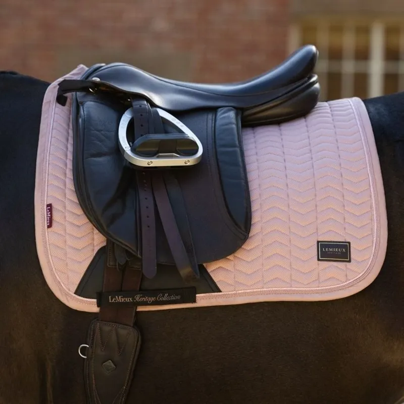 LeMieux Heritage Herringbone Dressage Saddlecloth - Wild Rose Pre-Order-7