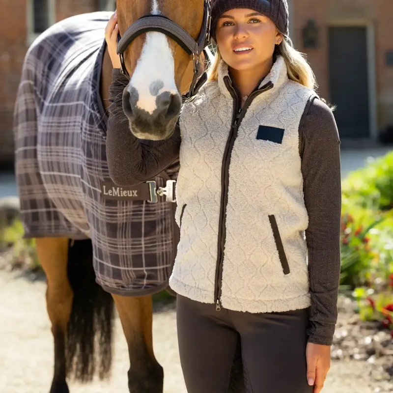LeMieux Heritage Womens Borg Gilet - Stone-3