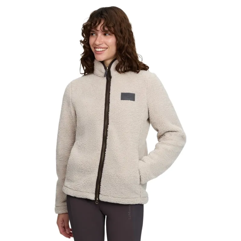 LeMieux Heritage Womens Borg Zip Through Jacket - Stone-1