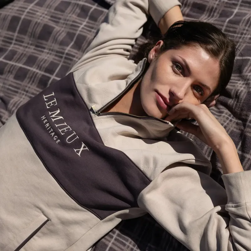 LeMieux Heritage Womens Quarter Zip Sweatshirt - Stone-2
