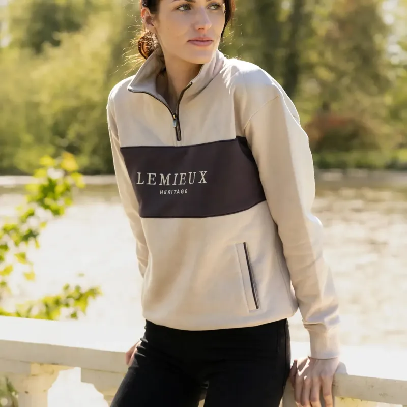 LeMieux Heritage Womens Quarter Zip Sweatshirt - Stone-4