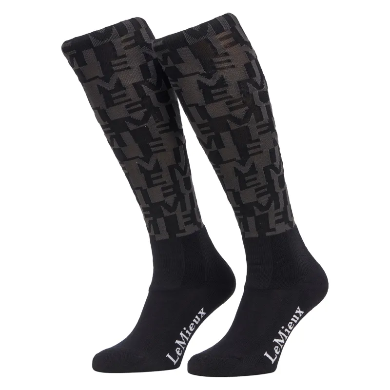 LeMieux Footsie Adults Tall Riding Socks - Logo/Black