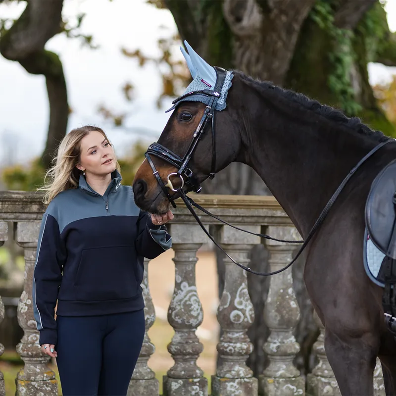 LeMieux Kali Quarter Zip Ladies Sweatshirt - Navy/Petrol-5