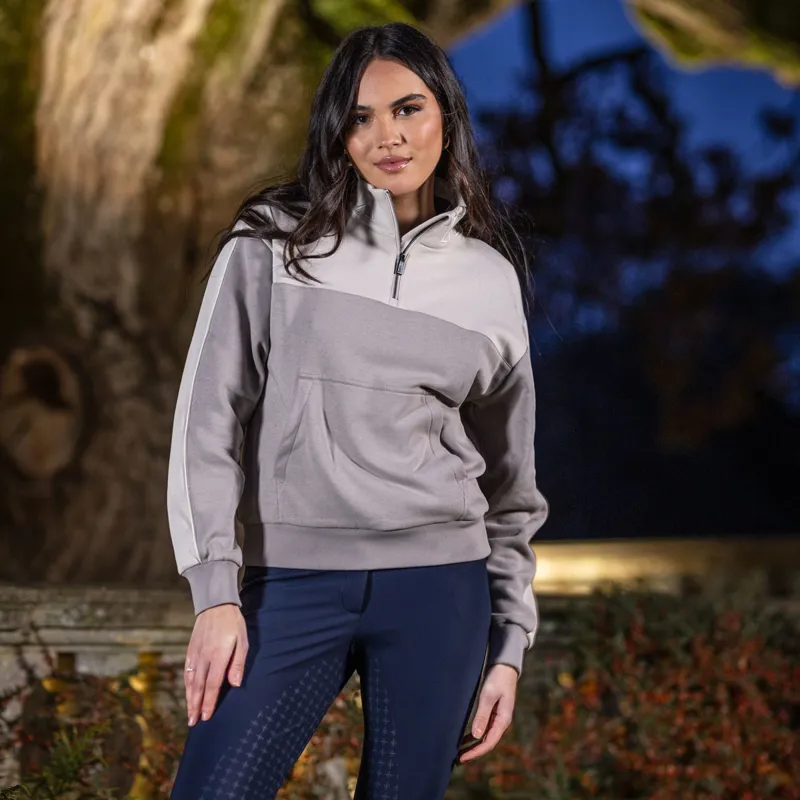 LeMieux Kali Quarter Zip Ladies Sweatshirt - Ash/Stone-1