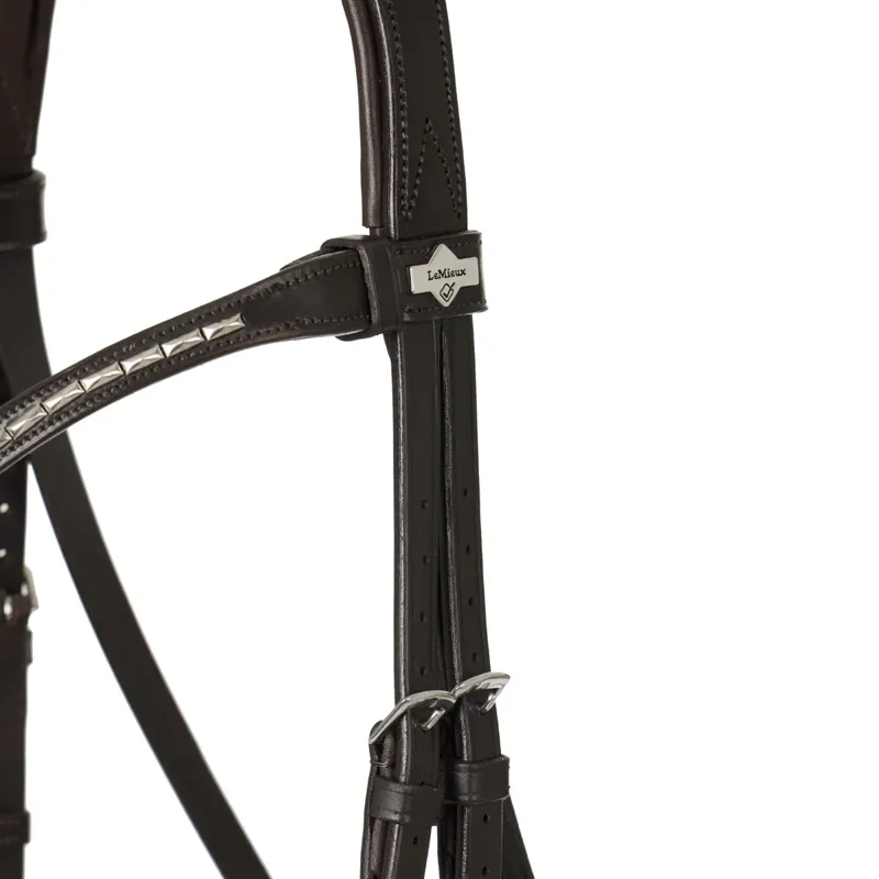 LeMieux Kudos Classic Dressage Flash Bridle - Havana-6
