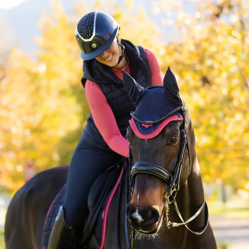 LeMieux Loire Fly Hood - Navy/Cranberry-2