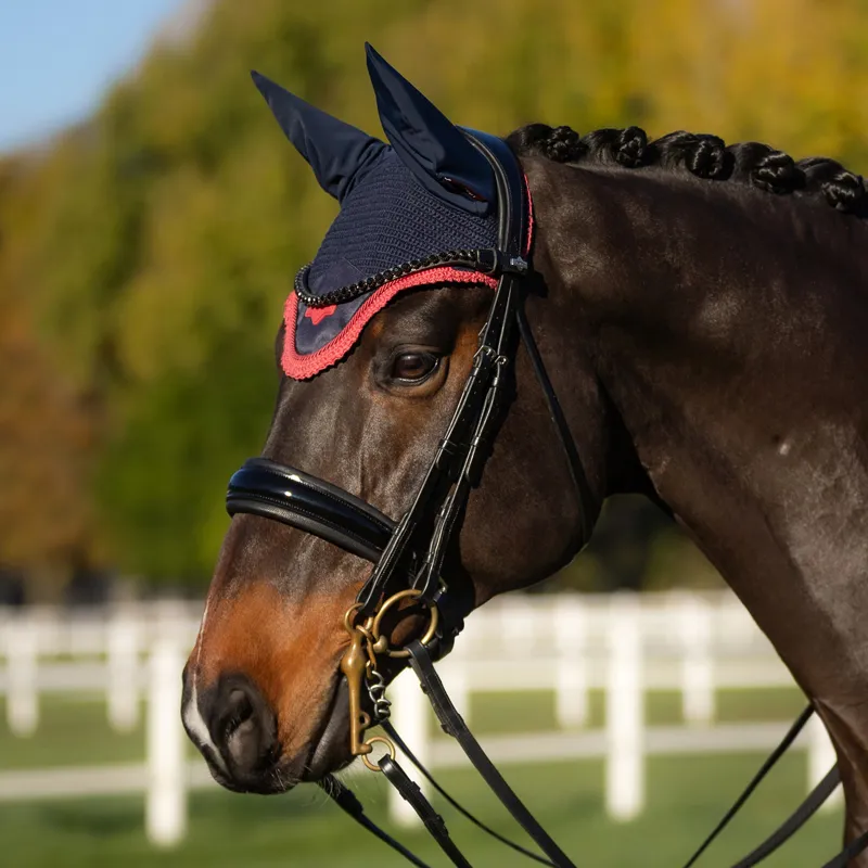 LeMieux Loire Fly Hood - Navy/Cranberry-1