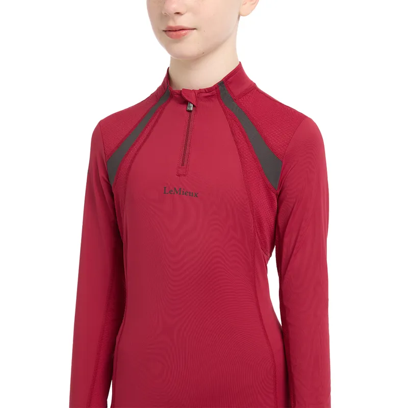 LeMieux Young Rider Mia Mesh Junior Long Sleeve Base Layer - Ember-6