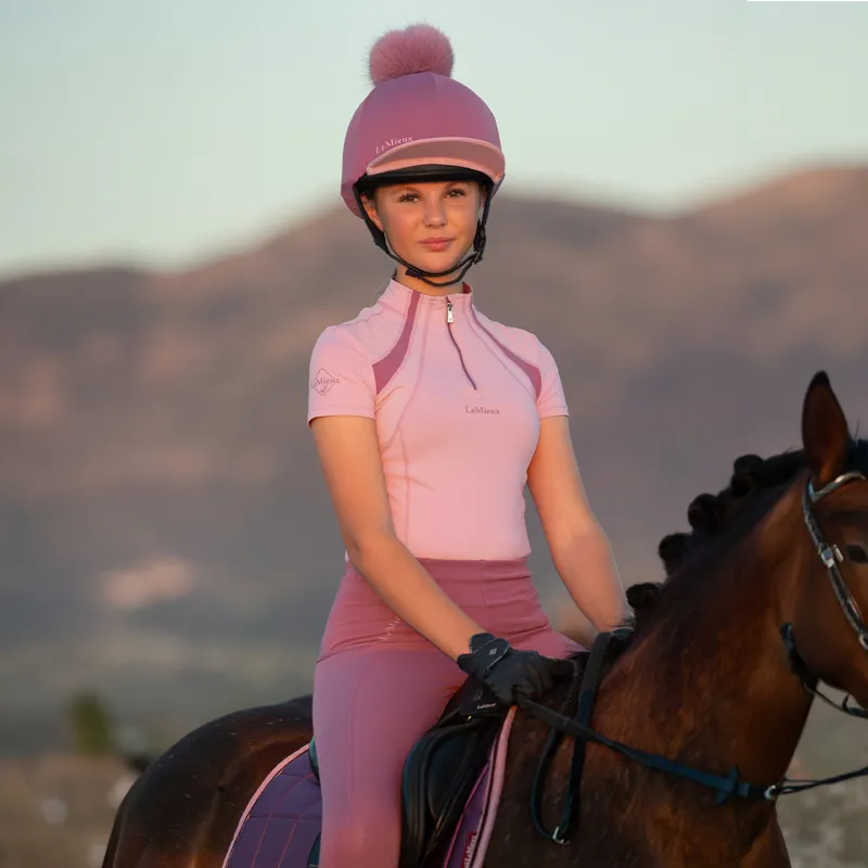 LeMieux Young Rider Mia Mesh Junior Short Sleeve Base Layer - Fondant-4