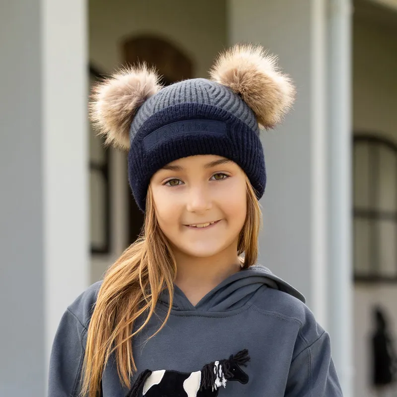 LeMieux Mini Clara Double Pom Pom Beanie Hat - Petrol-1