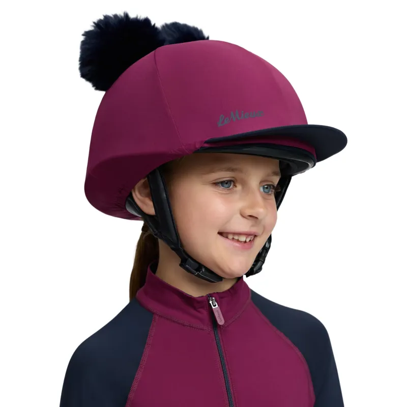 LeMieux Mini Double Pom Hat Silk - Blackberry-1