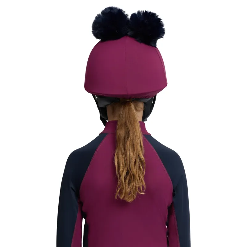 LeMieux Mini Double Pom Hat Silk - Blackberry-2
