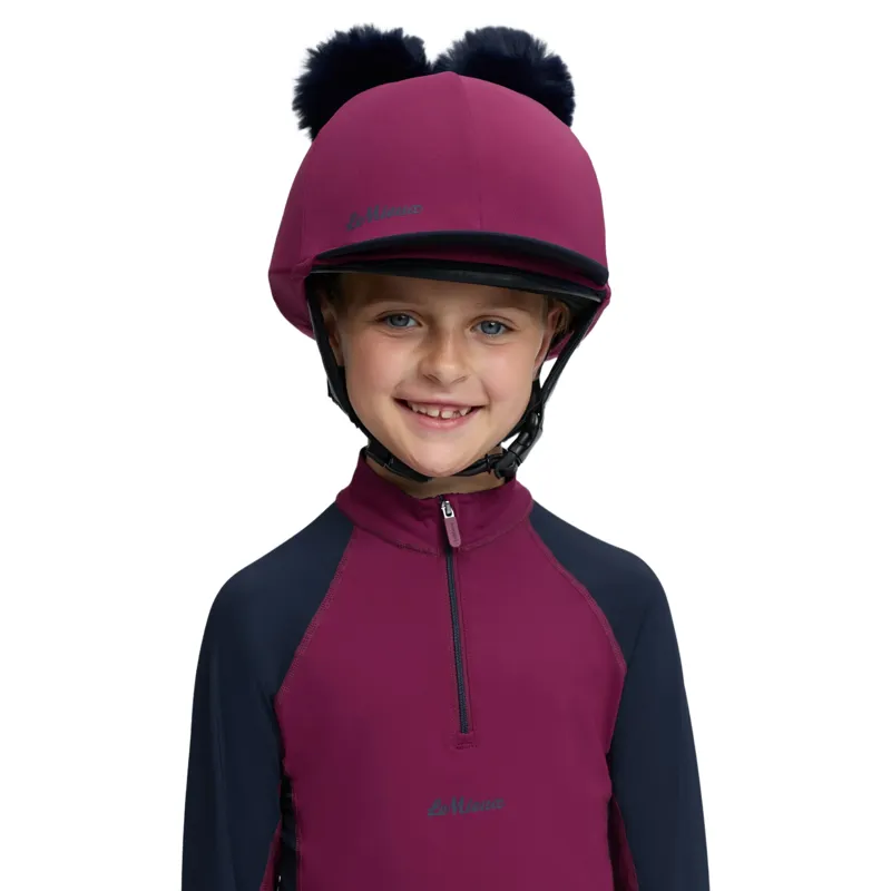 LeMieux Mini Double Pom Hat Silk - Blackberry-5