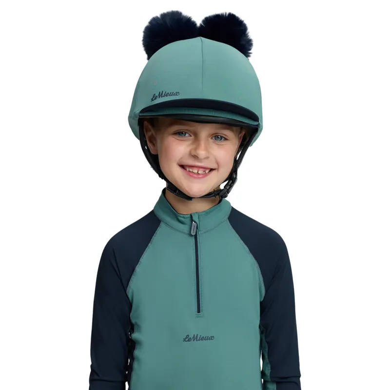 LeMieux Mini Double Pom Hat Silk - Navy/Aloe-2