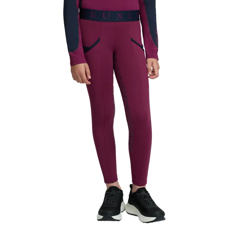 LeMieux Mini Junior Pull On Full Grip Riding Tights - Blackberry