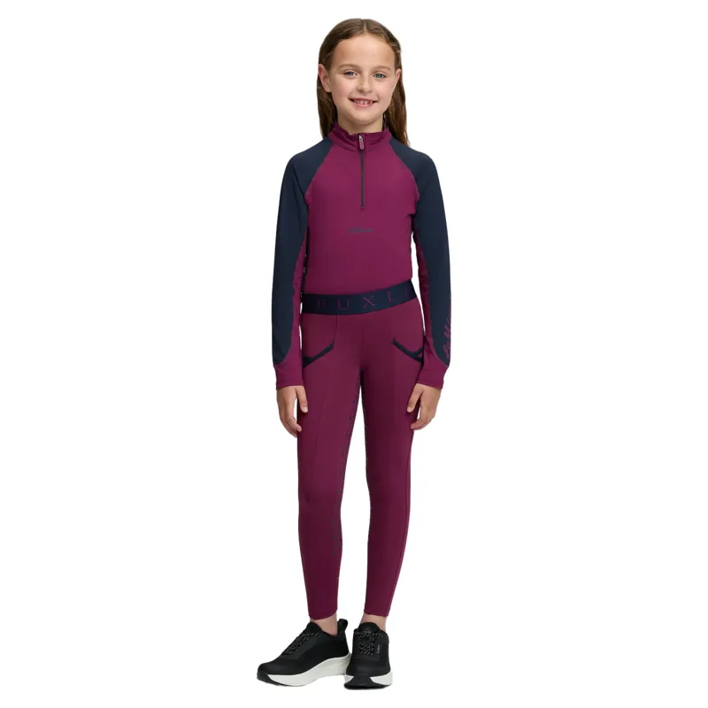 LeMieux Mini Junior Pull On Full Grip Riding Tights - Blackberry-4