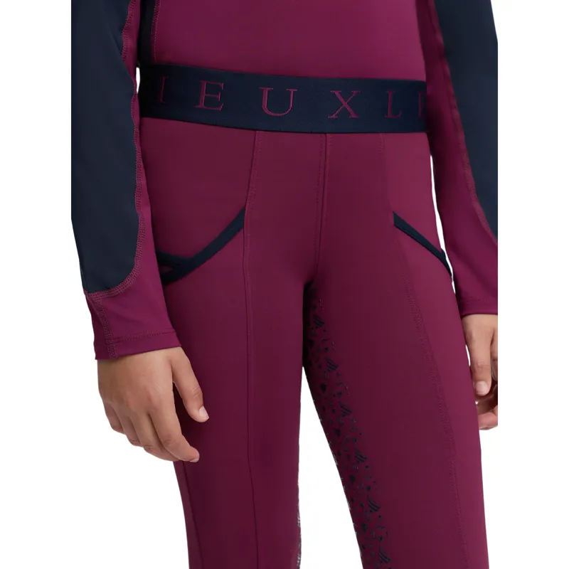 LeMieux Mini Junior Pull On Full Grip Riding Tights - Blackberry-3