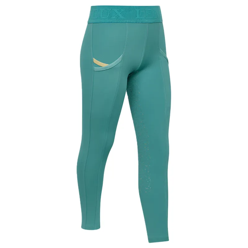 LeMieux Mini Pull On Full Grip Junior Riding Tights - Lagoon-1