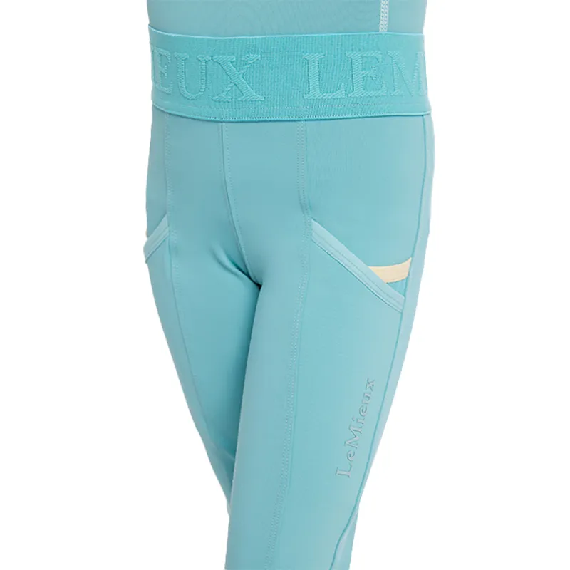LeMieux Mini Pull On Full Grip Junior Riding Tights - Lagoon-3