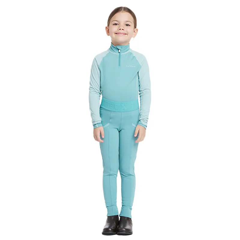 LeMieux Mini Pull On Full Grip Junior Riding Tights - Lagoon-5